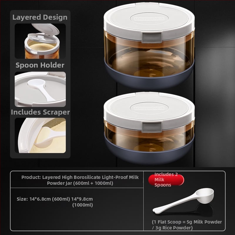 Korade μποροσιλικό γυάλινο βάζο για γάλα σε σκόνη, σφραγισμένο, προστασία από υγρασία και φως, φορητό για μεταφορά