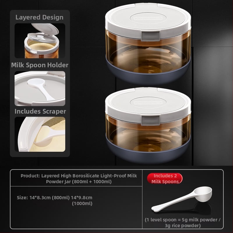 Korade μποροσιλικό γυάλινο βάζο για γάλα σε σκόνη, σφραγισμένο, προστασία από υγρασία και φως, φορητό για μεταφορά