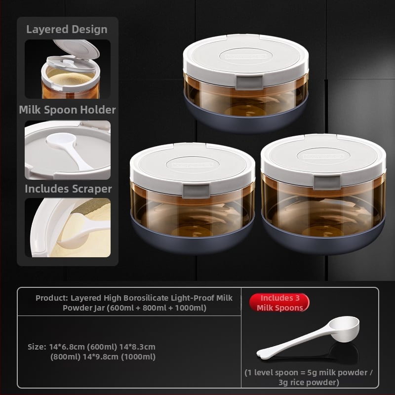 Korade μποροσιλικό γυάλινο βάζο για γάλα σε σκόνη, σφραγισμένο, προστασία από υγρασία και φως, φορητό για μεταφορά