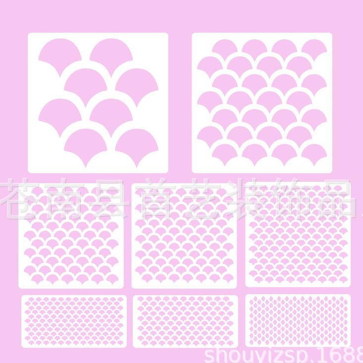 8 komada šablona šupina sirene, PET materijal, ručna izrada, za lice šminku i ručno slikanje, DIY tehnika maskiranja sprejem