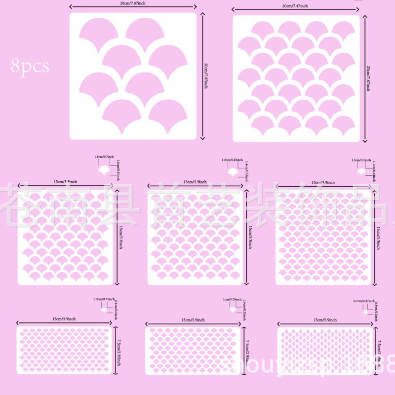 8 komada šablona šupina sirene, PET materijal, ručna izrada, za lice šminku i ručno slikanje, DIY tehnika maskiranja sprejem