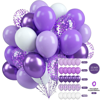 60 kom. set balona za zabavu – lateks baloni, okruglog oblika, mogućnost ispisa logotipa, Rise, pogodno za Valentinovo i vjenčanje