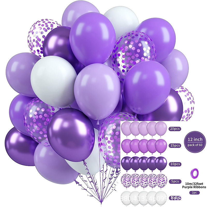 60 kom. set balona za zabavu – lateks baloni, okruglog oblika, mogućnost ispisa logotipa, Rise, pogodno za Valentinovo i vjenčanje