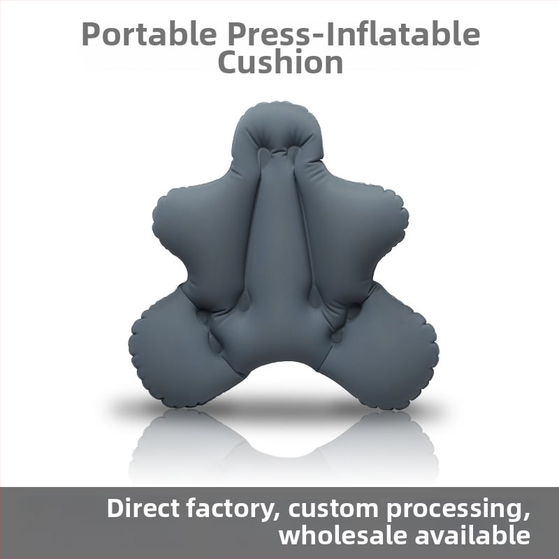 Φορητό φουσκωτό οσφυϊκό μαξιλάρι για γραφείο, αυτοκίνητο και ταξίδια — γεμάτο αέρα, μινιμαλιστικό στυλ, επιφάνεια πολυεστερ, PVC φλοκινγκ