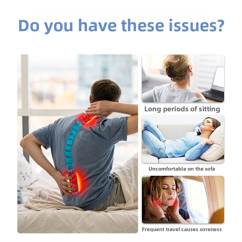 Φορητό φουσκωτό οσφυϊκό μαξιλάρι για γραφείο, αυτοκίνητο και ταξίδια — γεμάτο αέρα, μινιμαλιστικό στυλ, επιφάνεια πολυεστερ, PVC φλοκινγκ