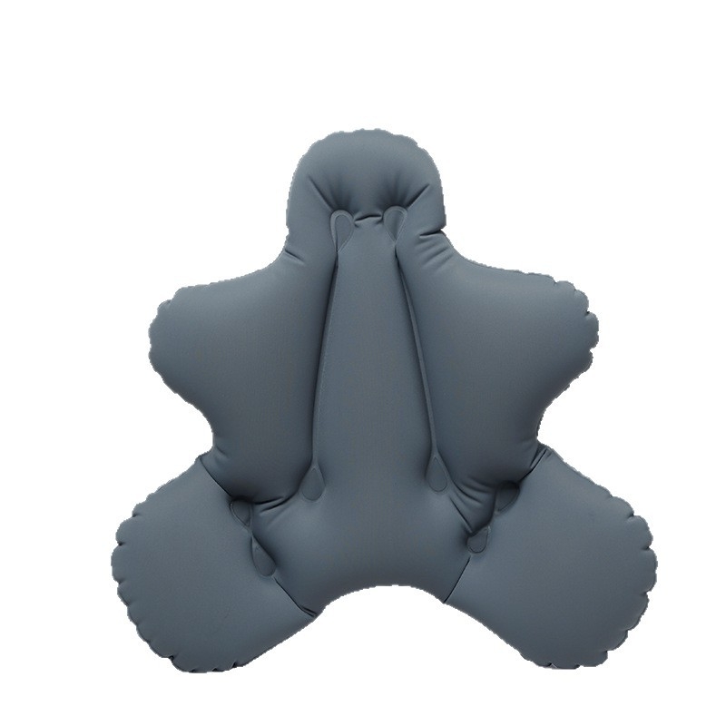 Φορητό φουσκωτό οσφυϊκό μαξιλάρι για γραφείο, αυτοκίνητο και ταξίδια — γεμάτο αέρα, μινιμαλιστικό στυλ, επιφάνεια πολυεστερ, PVC φλοκινγκ