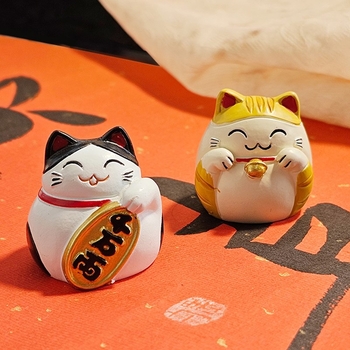 Shiyinzhai Ρητίνη Maneki-neko Διακοσμητικό γραφείου, Στυλ Καρτούν