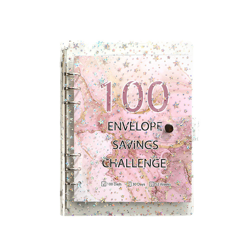 Jereda 100-dnevni novčani štedni binder s 6 rupa, 25 listova, unutarnje stranice od kartona, model Plastic-001