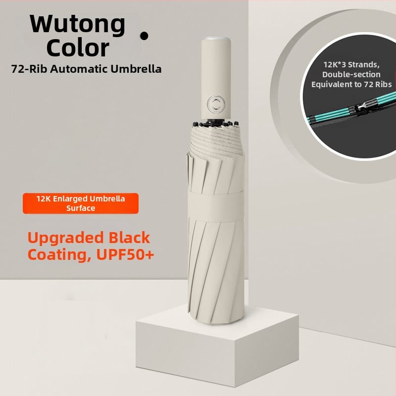 Rain Grace Ομπρέλα πλήρως αυτόματη, τριών τμημάτων, 12 ακτίνες, σιδερένιο πλαίσιο, UV προστασία UPF 50+