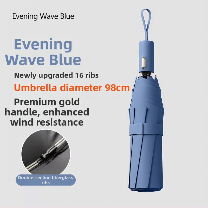 Rain Grace Ομπρέλα πλήρως αυτόματη, τριών τμημάτων, 12 ακτίνες, σιδερένιο πλαίσιο, UV προστασία UPF 50+