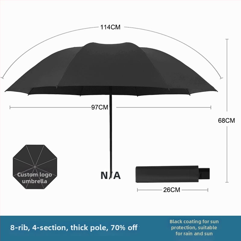 Rain Grace Ομπρέλα πλήρως αυτόματη, τριών τμημάτων, 12 ακτίνες, σιδερένιο πλαίσιο, UV προστασία UPF 50+