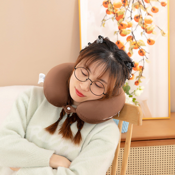 Μαξιλάρι λαιμού σε σχήμα U με γέμισμα PP βάμβακι, ύφασμα κρυσταλλικό βελούρο, για ταξίδια με αεροπλάνο και αυτοκίνητο, μοντέρνο μινιμαλιστικό στυλ