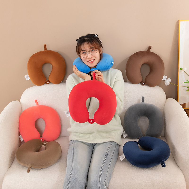Μαξιλάρι λαιμού σε σχήμα U με γέμισμα PP βάμβακι, ύφασμα κρυσταλλικό βελούρο, για ταξίδια με αεροπλάνο και αυτοκίνητο, μοντέρνο μινιμαλιστικό στυλ