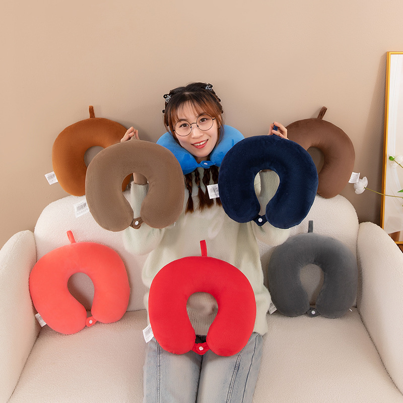 Μαξιλάρι λαιμού σε σχήμα U με γέμισμα PP βάμβακι, ύφασμα κρυσταλλικό βελούρο, για ταξίδια με αεροπλάνο και αυτοκίνητο, μοντέρνο μινιμαλιστικό στυλ