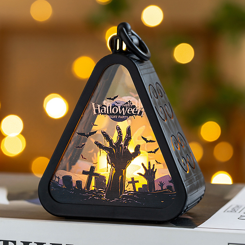 Halloween prenosni lampion od bundeve – stolna dekoracija, osvijetljivi rekvizit, plastika i staklo