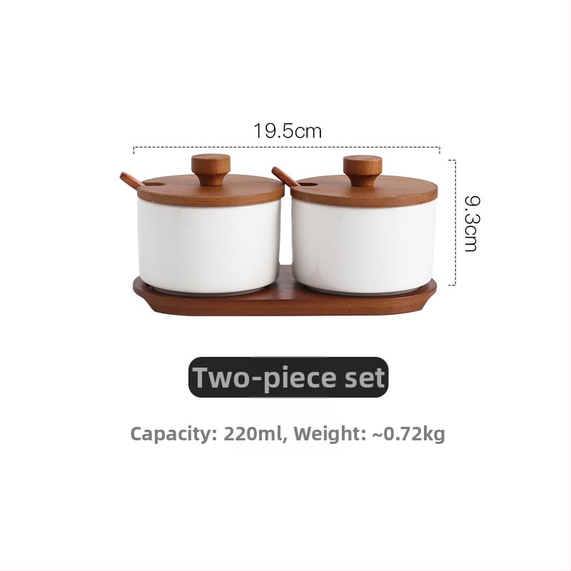 Keramički set posuda za začine sa solnicom, moderan minimalistički stil, tiskani logotip