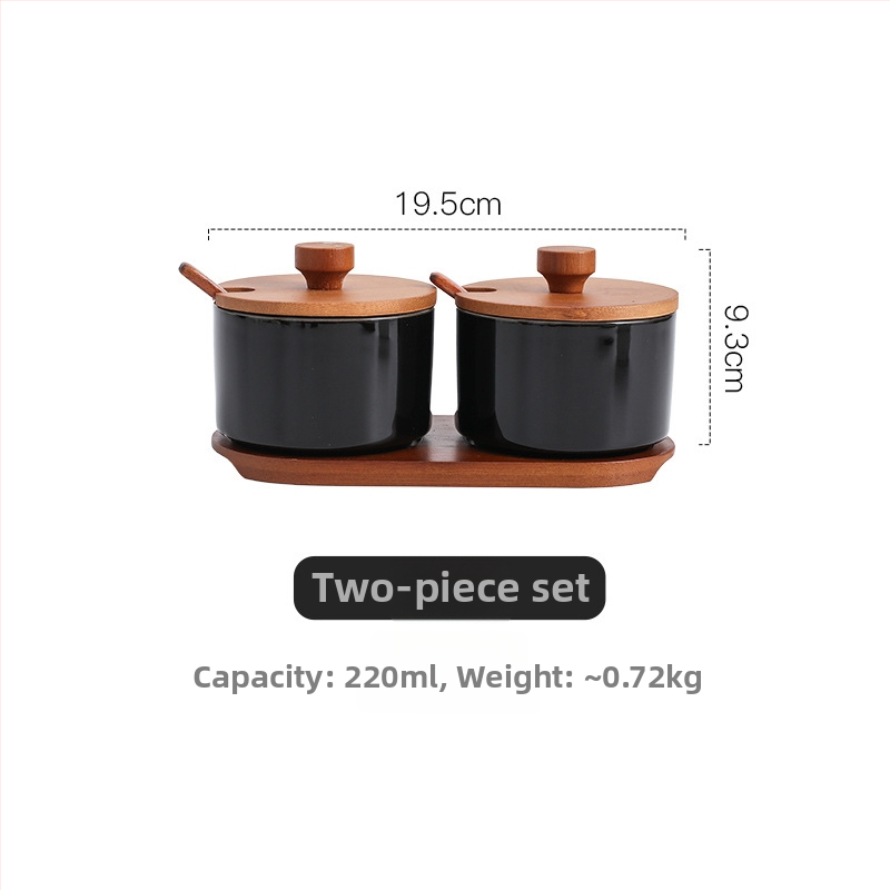 Keramički set posuda za začine sa solnicom, moderan minimalistički stil, tiskani logotip