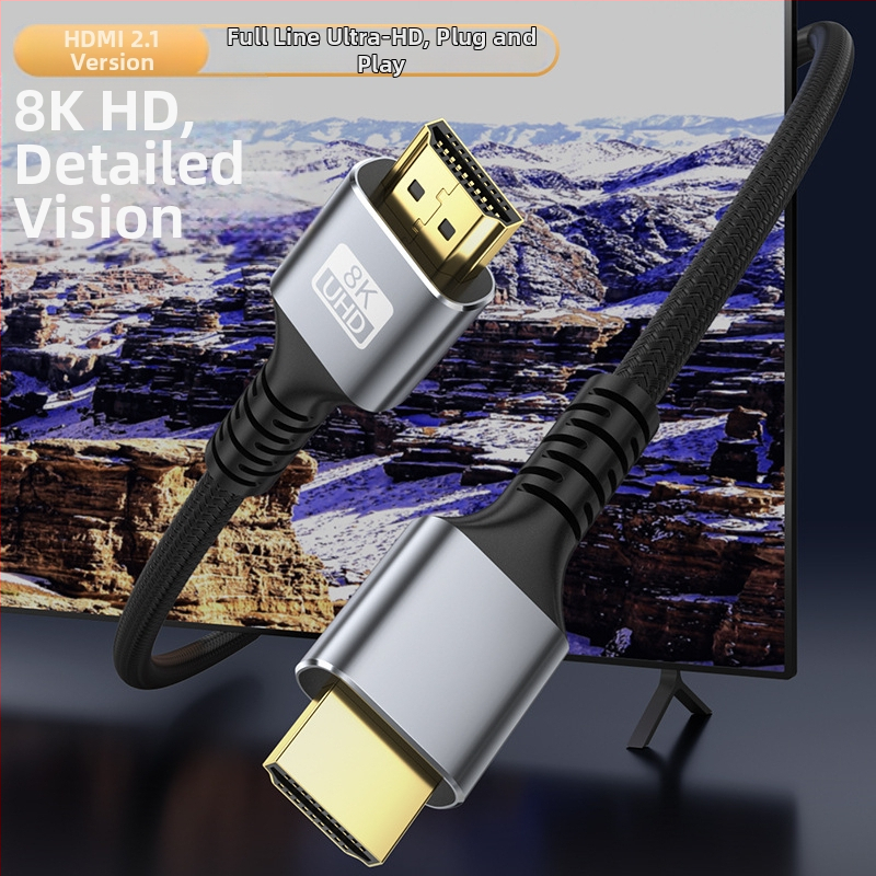 HDMI 2.1 kábel TV-hez/PC-hez/monitorhoz/projektorhoz — 0.5m, rézbevonatú acélvezeték, aranyozott hálós burkolat