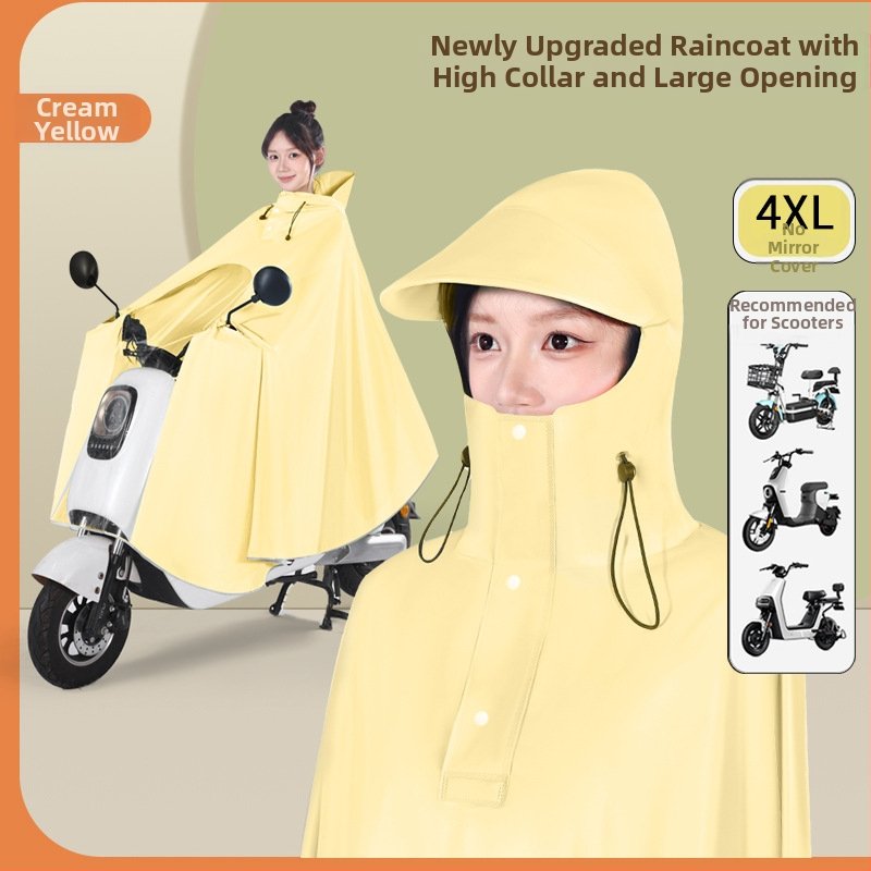 Pengchang PVC дебел дъждобран с крак за един водач – пълна защита на тялото, висока яка за защита на лицето