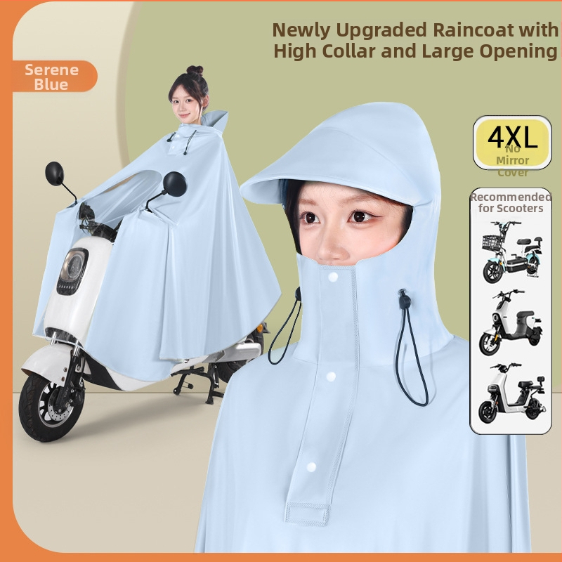 Pengchang PVC дебел дъждобран с крак за един водач – пълна защита на тялото, висока яка за защита на лицето