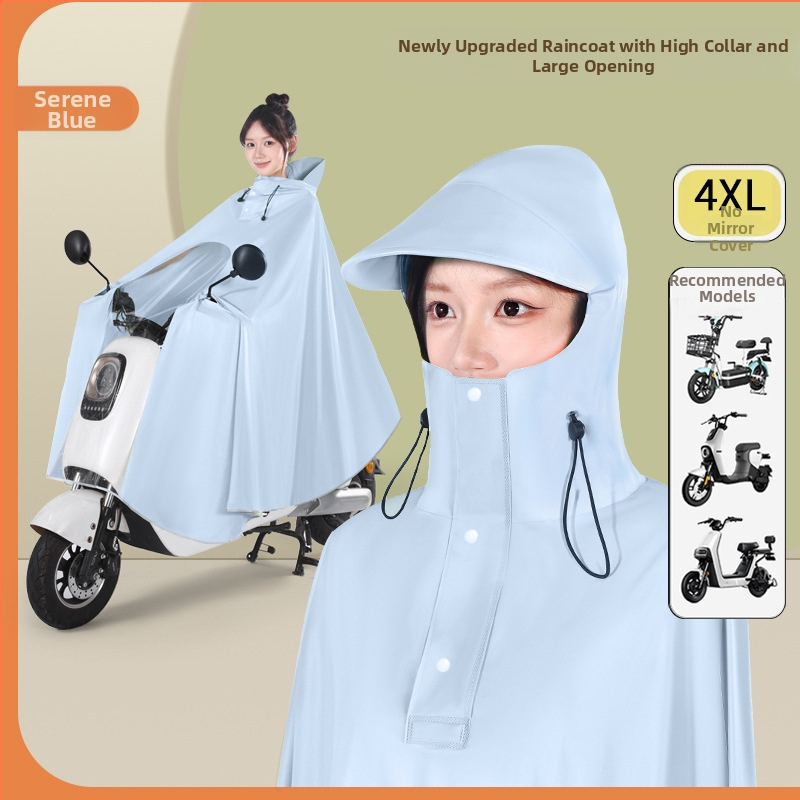 Pengchang PVC дебел дъждобран с крак за един водач – пълна защита на тялото, висока яка за защита на лицето