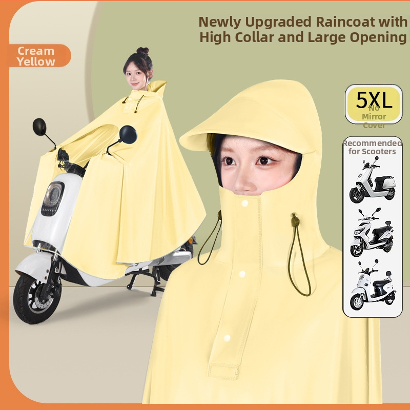 Pengchang PVC дебел дъждобран с крак за един водач – пълна защита на тялото, висока яка за защита на лицето