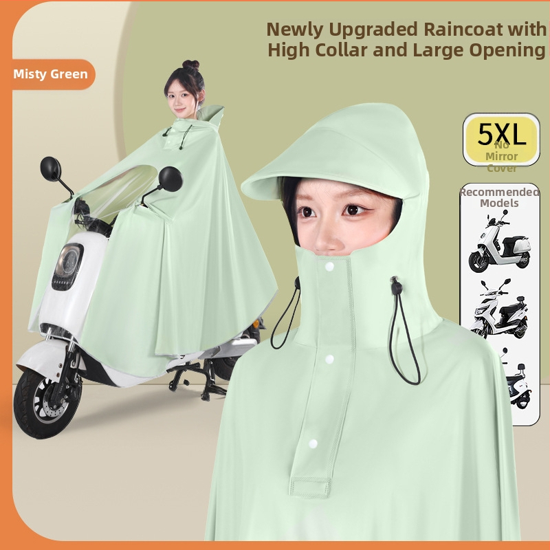 Pengchang PVC дебел дъждобран с крак за един водач – пълна защита на тялото, висока яка за защита на лицето