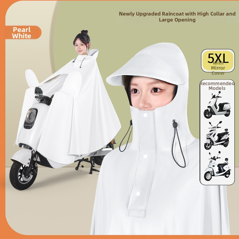 Pengchang PVC дебел дъждобран с крак за един водач – пълна защита на тялото, висока яка за защита на лицето