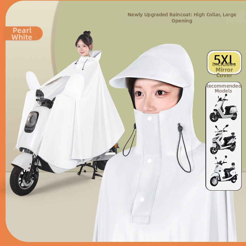 Pengchang PVC дебел дъждобран с крак за един водач – пълна защита на тялото, висока яка за защита на лицето