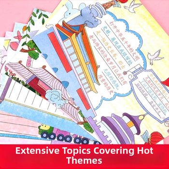 Általános iskolásoknak szánt kézzel írt újság sablonkészlet — vonalas rajz sablonok, rajzpapír az újság számára, vonalzó és tollkészlet