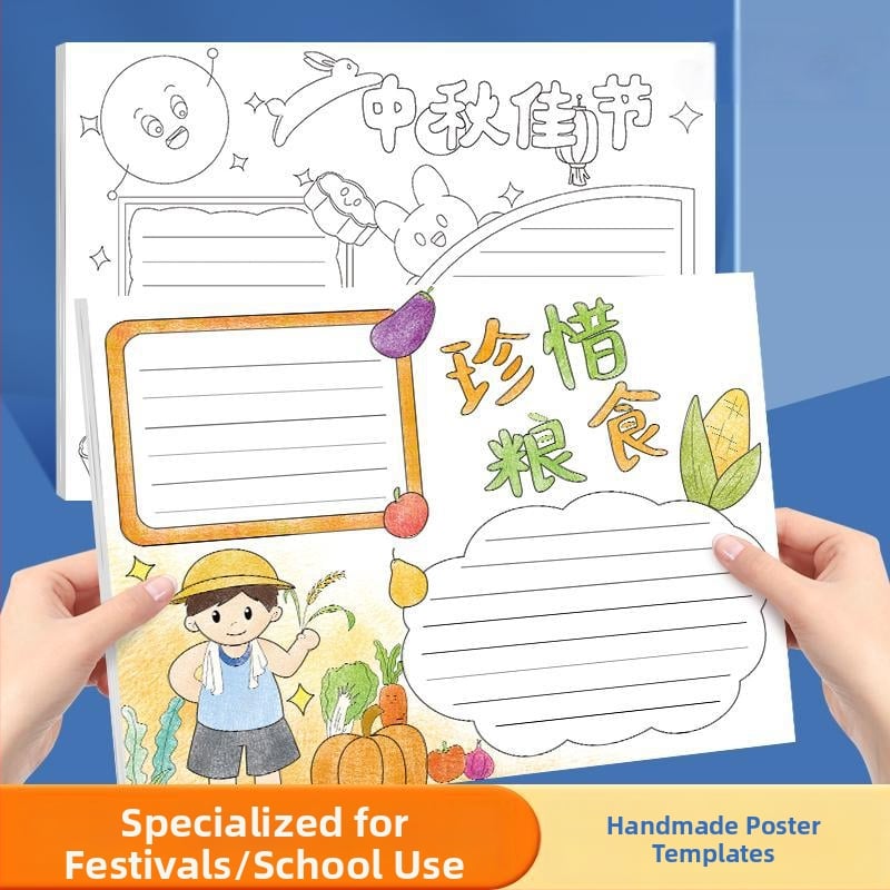 Általános iskolásoknak szánt kézzel írt újság sablonkészlet — vonalas rajz sablonok, rajzpapír az újság számára, vonalzó és tollkészlet