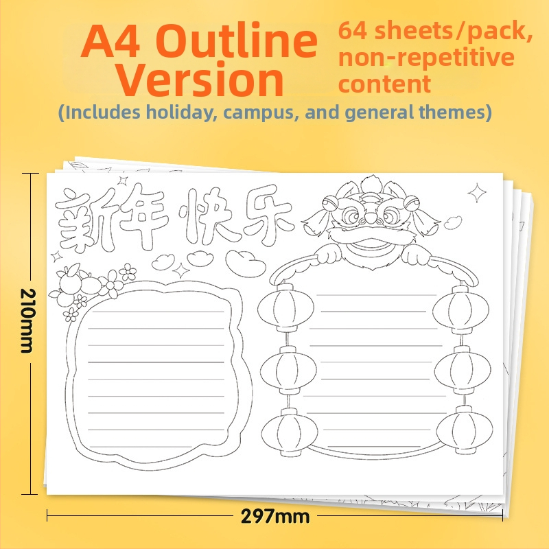 Általános iskolásoknak szánt kézzel írt újság sablonkészlet — vonalas rajz sablonok, rajzpapír az újság számára, vonalzó és tollkészlet