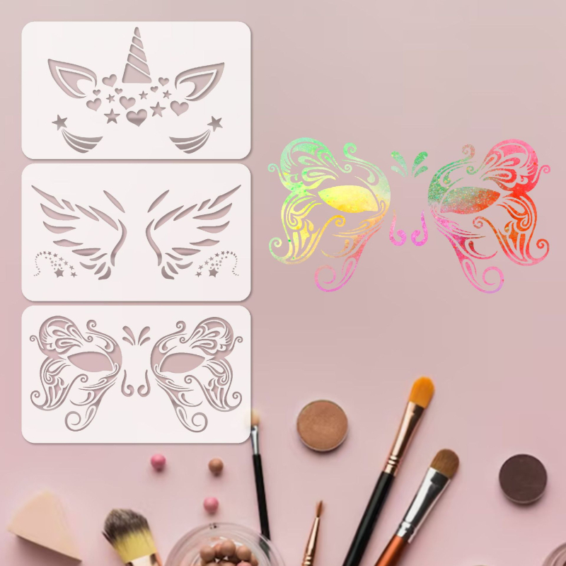 Šablona za crtanje lica od PET-a s prorezanim dizajnom za DIY šminku – Purple Butterfly