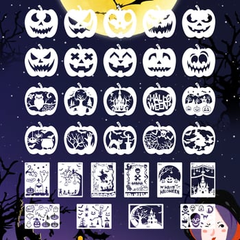 Πρότυπο ζωγραφικής προσώπου με κολοκύθα για το Halloween — πλαστικό στένσιλ με κενό σχέδιο, δυνατότητα παραμετροποίησης, Goshan painting