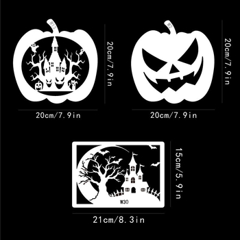 Πρότυπο ζωγραφικής προσώπου με κολοκύθα για το Halloween — πλαστικό στένσιλ με κενό σχέδιο, δυνατότητα παραμετροποίησης, Goshan painting