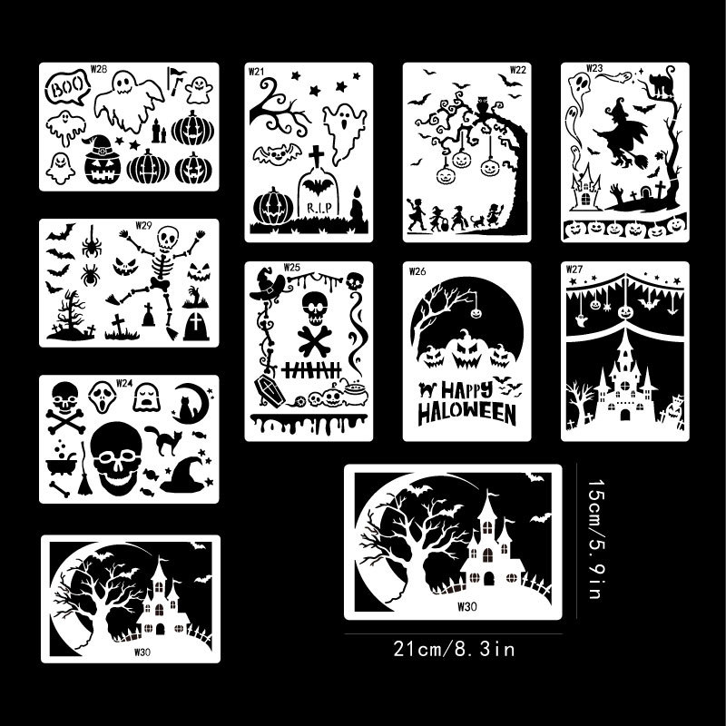 Πρότυπο ζωγραφικής προσώπου με κολοκύθα για το Halloween — πλαστικό στένσιλ με κενό σχέδιο, δυνατότητα παραμετροποίησης, Goshan painting