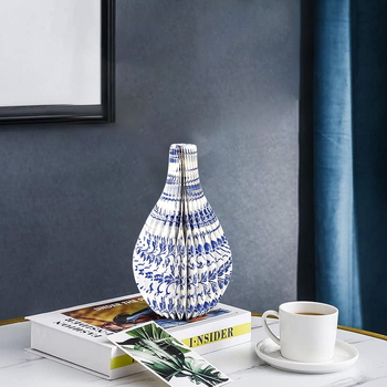 Ваза от хартия с порцеланов мотив в нов китайски стил, ретро висок клас за домашна декорация (Материал: хартия; Категория: Орнаменти; Подкатегория: проп за оформление на място)