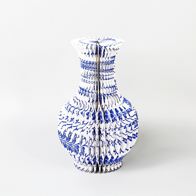 Ваза от хартия с порцеланов мотив в нов китайски стил, ретро висок клас за домашна декорация (Материал: хартия; Категория: Орнаменти; Подкатегория: проп за оформление на място)