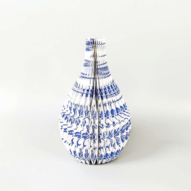 Ваза от хартия с порцеланов мотив в нов китайски стил, ретро висок клас за домашна декорация (Материал: хартия; Категория: Орнаменти; Подкатегория: проп за оформление на място)