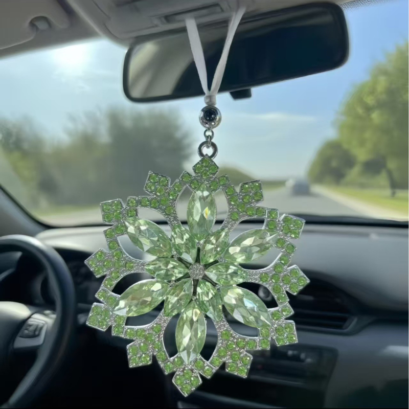 Snježna pahulja projekcijski privjesak – legura, elektroplatiranje, rhinestones, uzorak biljaka i cvijeća, šumski stil, božićna dekoracija (jesen 2025)