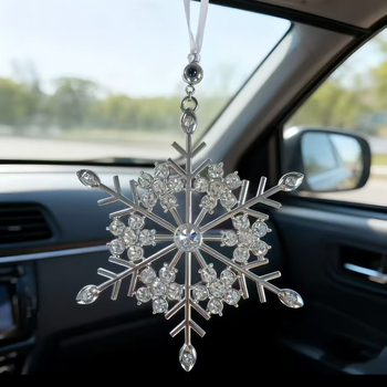 Viseći privjesak s projekcijom snježne pahulje, od legure s kristalima, prirodni dizajn s biljnim motivima, elektroplatiniranje