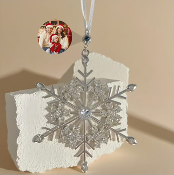 Viseći privjesak s projekcijom snježne pahulje, od legure s kristalima, prirodni dizajn s biljnim motivima, elektroplatiniranje