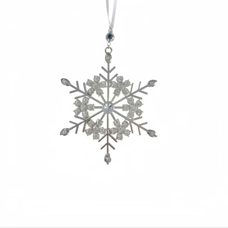 Viseći privjesak s projekcijom snježne pahulje, od legure s kristalima, prirodni dizajn s biljnim motivima, elektroplatiniranje