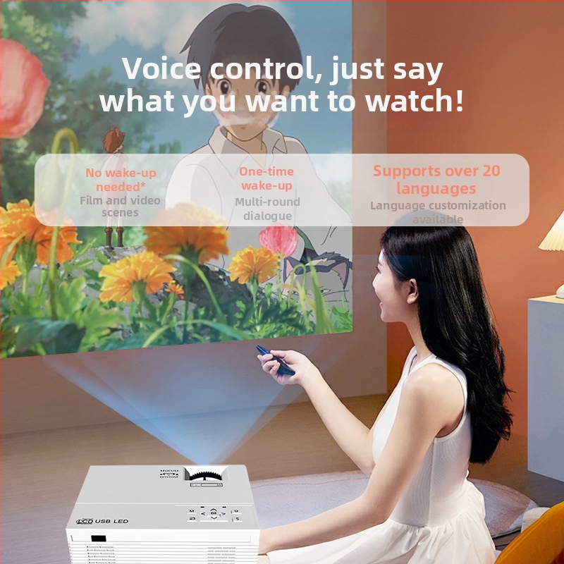 Meterle Prijenosni Kućni Projektor, 1080p Razlučivost, 10000 Lux, LED Objektiv, 90–240V, 65W