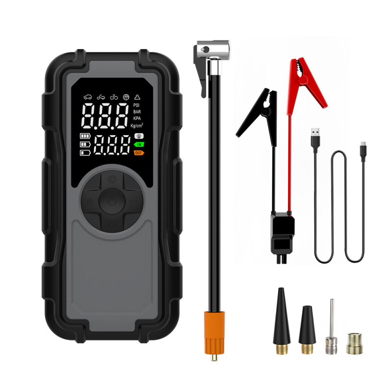 Αυτόματος Εκκινητής Αυτοκινήτου με Ενσωματωμένη Αντλία Αέρα και USB Power Bank (12V, 100W, επαναφορτιζόμενος, 25 L/min, Ψηφιακή Οθόνη)