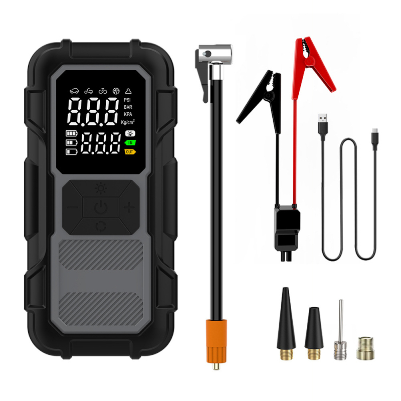 Αυτόματος Εκκινητής Αυτοκινήτου με Ενσωματωμένη Αντλία Αέρα και USB Power Bank (12V, 100W, επαναφορτιζόμενος, 25 L/min, Ψηφιακή Οθόνη)