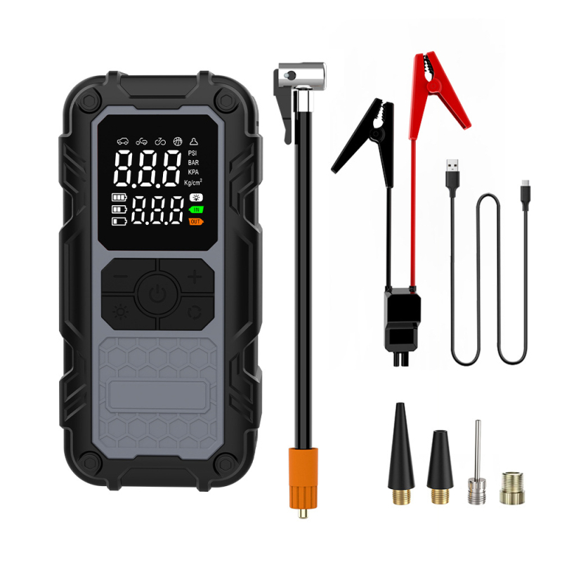 Αυτόματος Εκκινητής Αυτοκινήτου με Ενσωματωμένη Αντλία Αέρα και USB Power Bank (12V, 100W, επαναφορτιζόμενος, 25 L/min, Ψηφιακή Οθόνη)