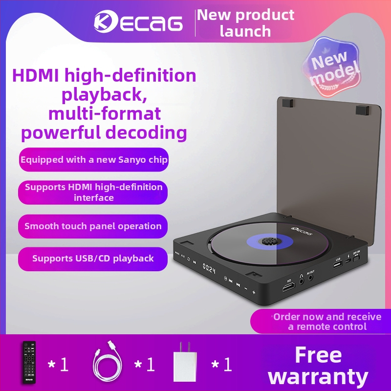 Prenosný DVD prehrávač KC-708 s USB rozhraním, HDMI/AV výstup, podpora CD/VCD/DVD/AVI/MP3/WMA, napájanie 5V 7.5W