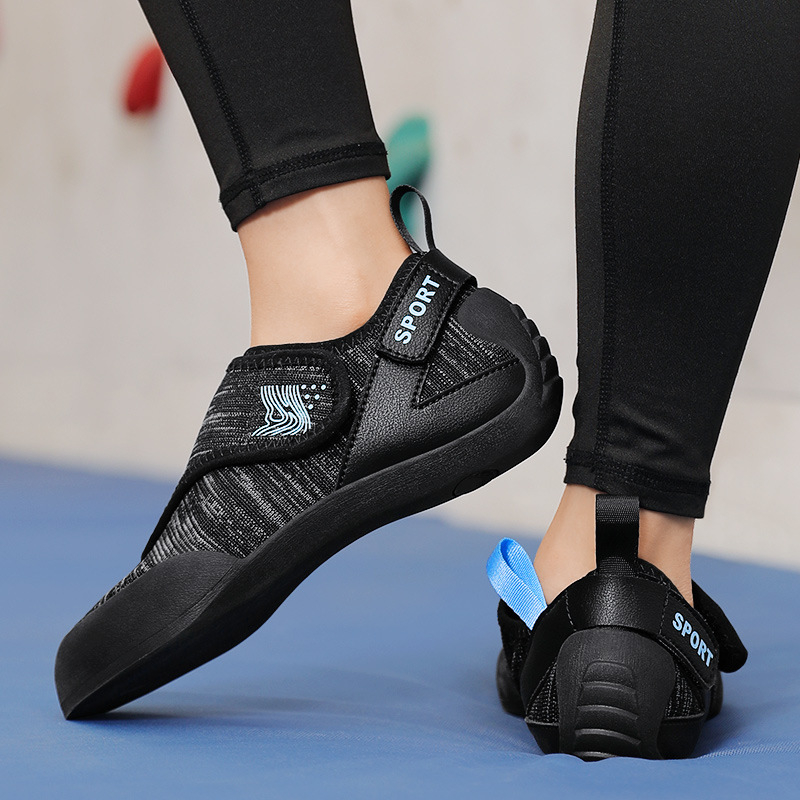 Παπούτσια αναρρίχησης με Velcro κλείσιμο, Unisex, για εσωτερική αναρρίχηση και μπολντέρ, χαμηλό πάνω μέρος από διχτυωτό ύφασμα, σόλα από φυσικό καουτσούκ, ενδιάμεση σόλα από καουτσούκ, βαμβακερή επένδυση