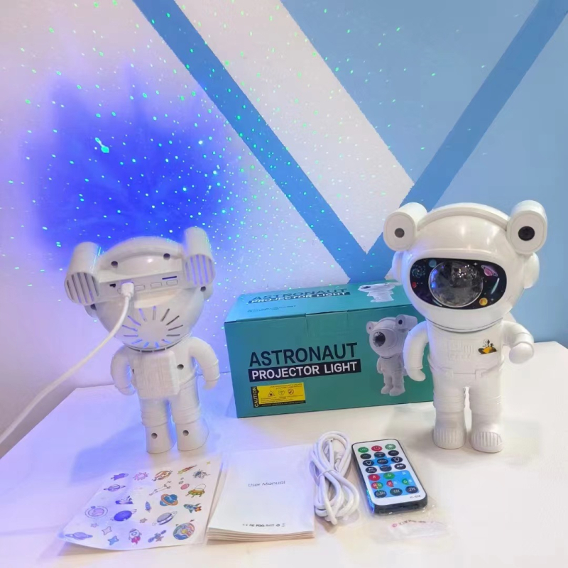 Lampa za projekciju s glasovnim upravljanjem, astronaut tema, atmosfera polarne svjetlosti i zvjezdjanog neba, Bluetooth glazbeni projektor i noćna svjetiljka